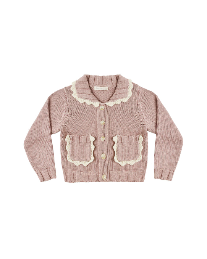 collared cardigan in rosewood