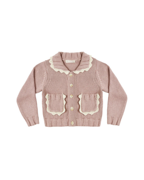 collared cardigan in rosewood