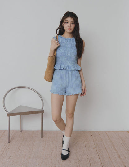 Cora Plaid Shorts in Blue