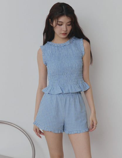 Cora Plaid Shorts in Blue