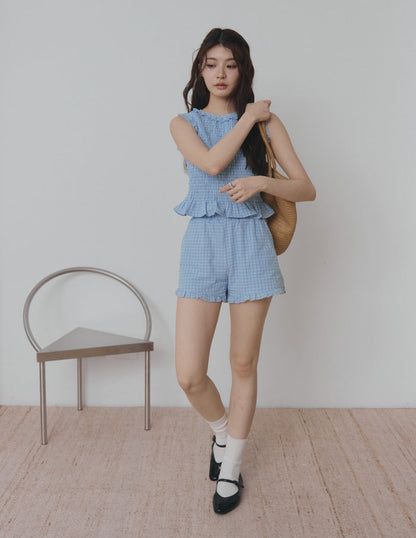 Cora Plaid Shorts in Blue