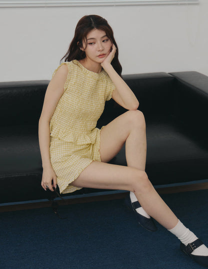 Cora Plaid Shorts in Yellow