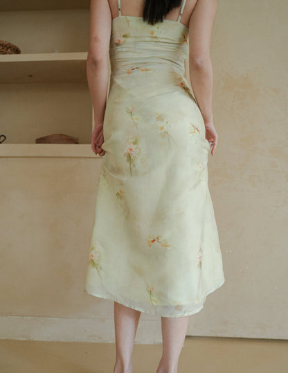 Corrine Beaded Strap Dress in Watercolour Floral