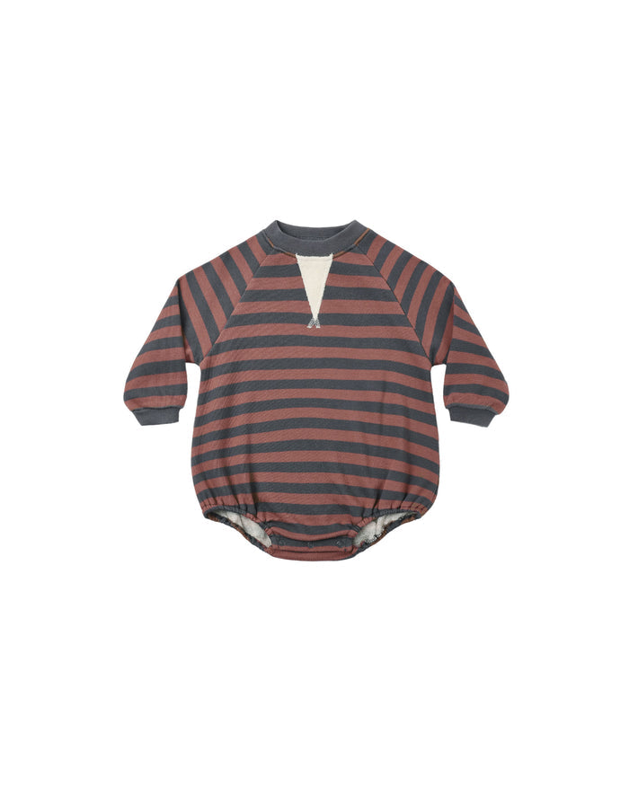 crew neck romper in mulberry stripe