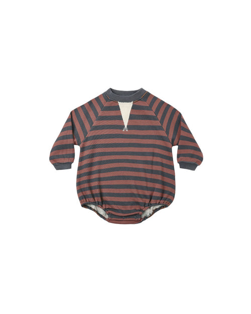 crew neck romper in mulberry stripe
