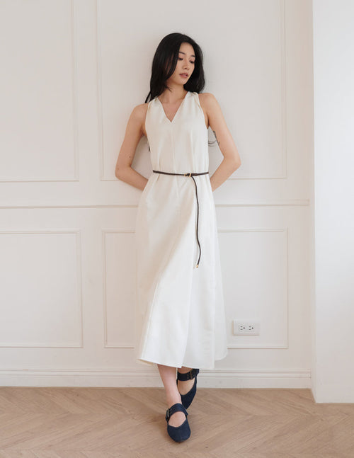 Eden Belted Maxi Dress in Cream