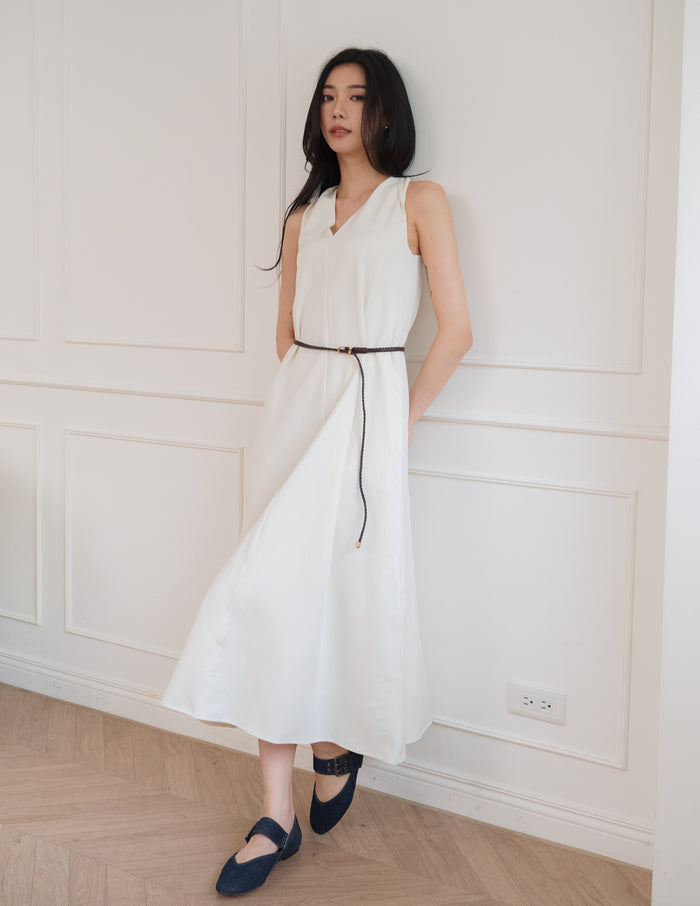 Eden Belted Maxi Dress in Cream
