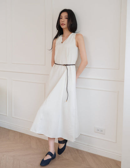 Eden Belted Maxi Dress in Cream