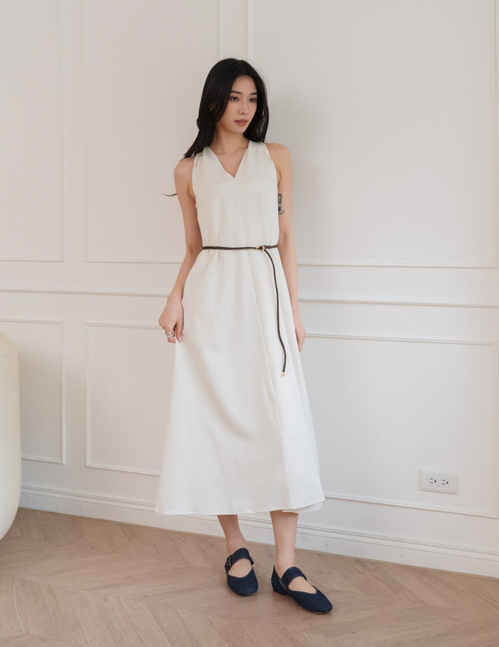 Eden Belted Maxi Dress in Cream