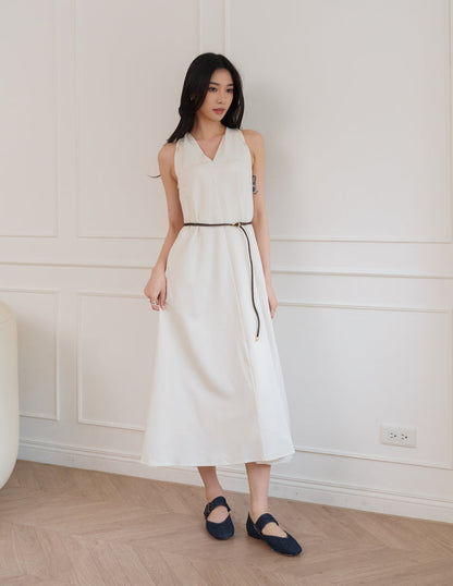 Eden Belted Maxi Dress in Cream