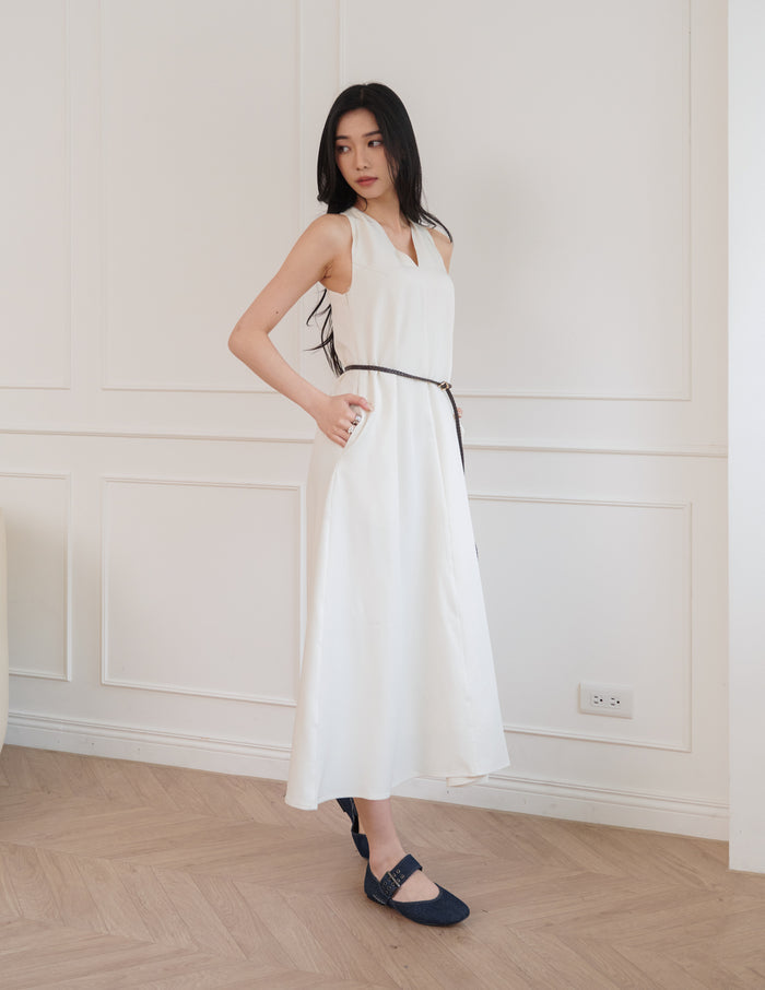Eden Belted Maxi Dress in Cream