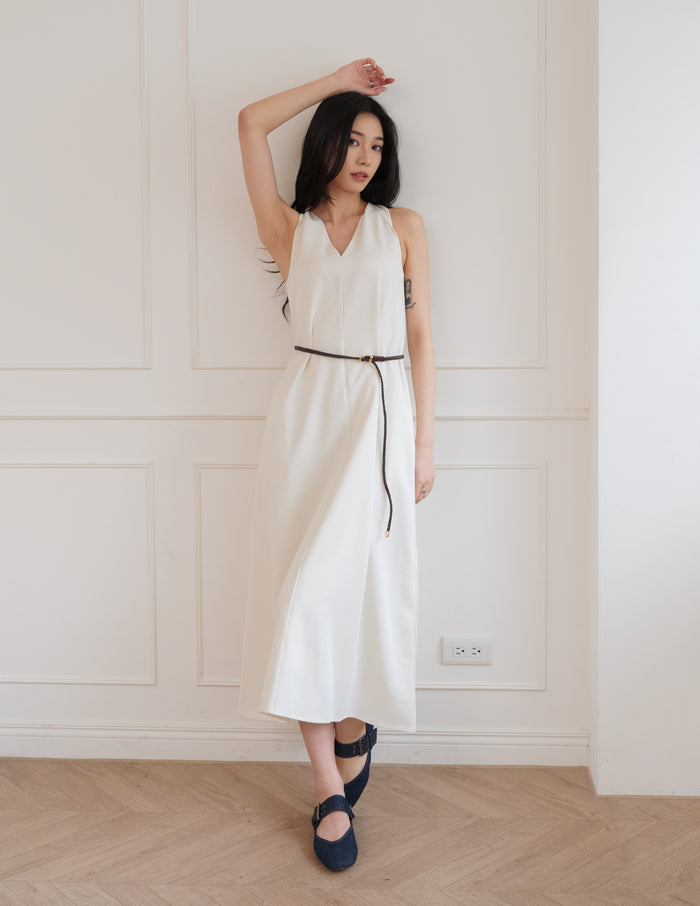 Eden Belted Maxi Dress in Cream