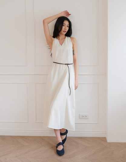 Eden Belted Maxi Dress in Cream