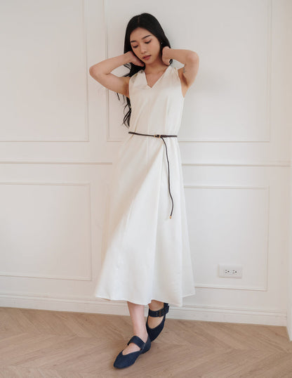 Eden Belted Maxi Dress in Cream