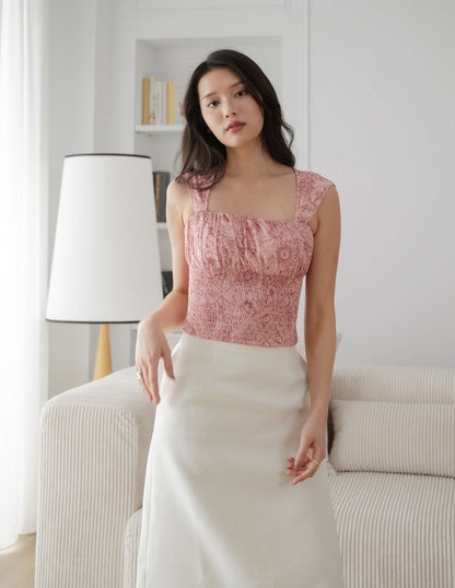 Evelyn Floral Padded Top in Pink