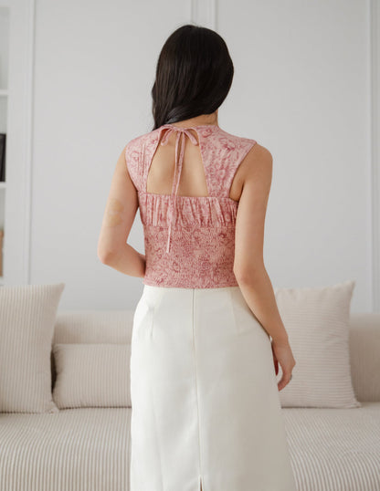 Evelyn Floral Padded Top in Pink