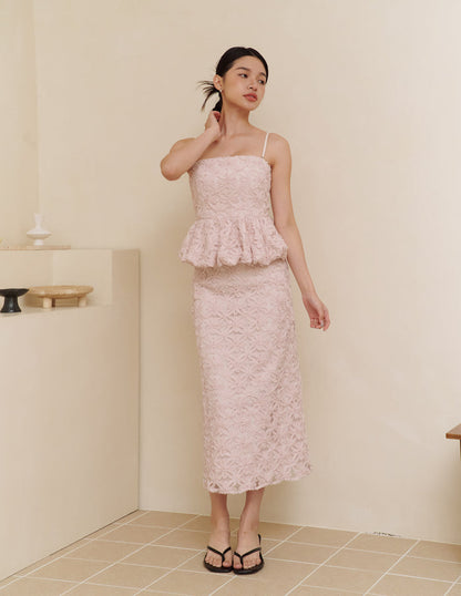 Everly Petal Midi Skirt in Pink