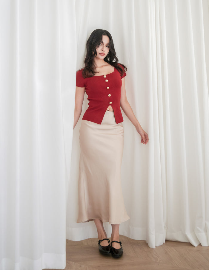 Fionne Knit Top in Red