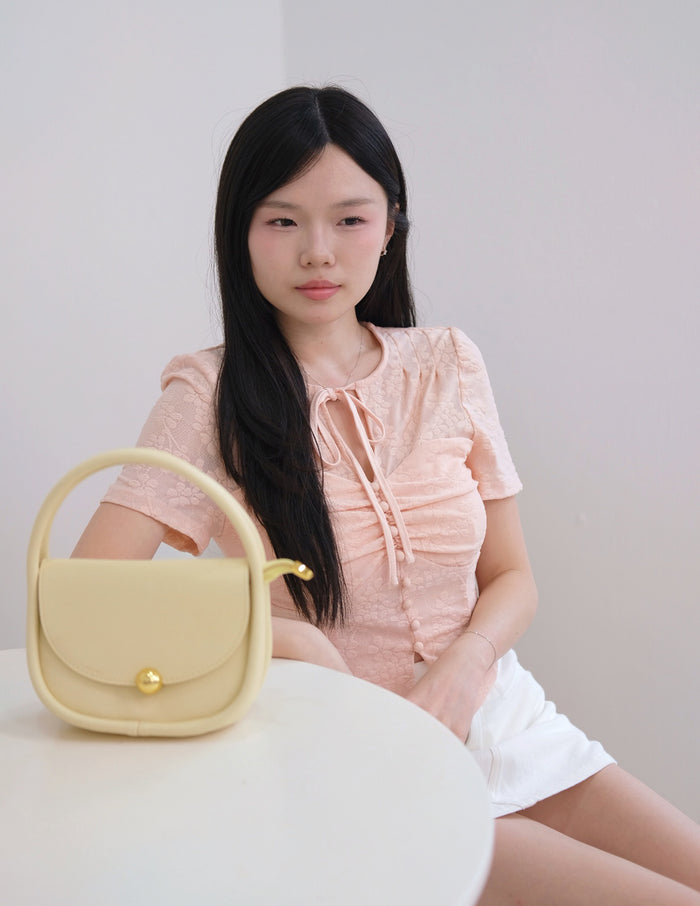 Florence Textured Floral Top in Blush