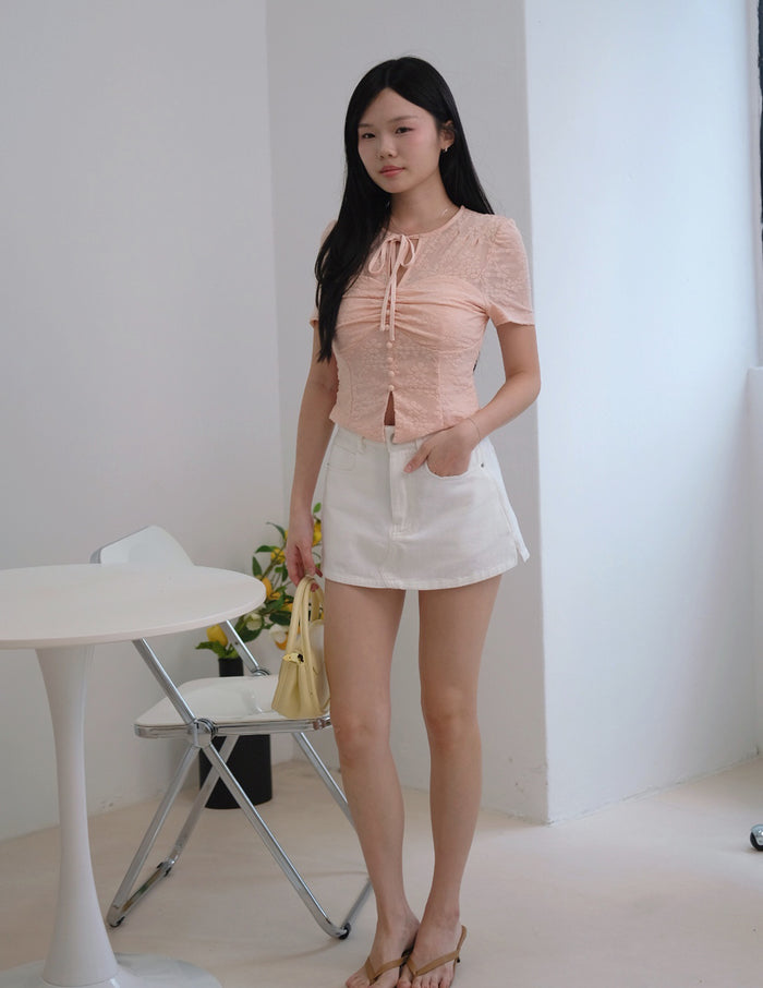 Florence Textured Floral Top in Blush