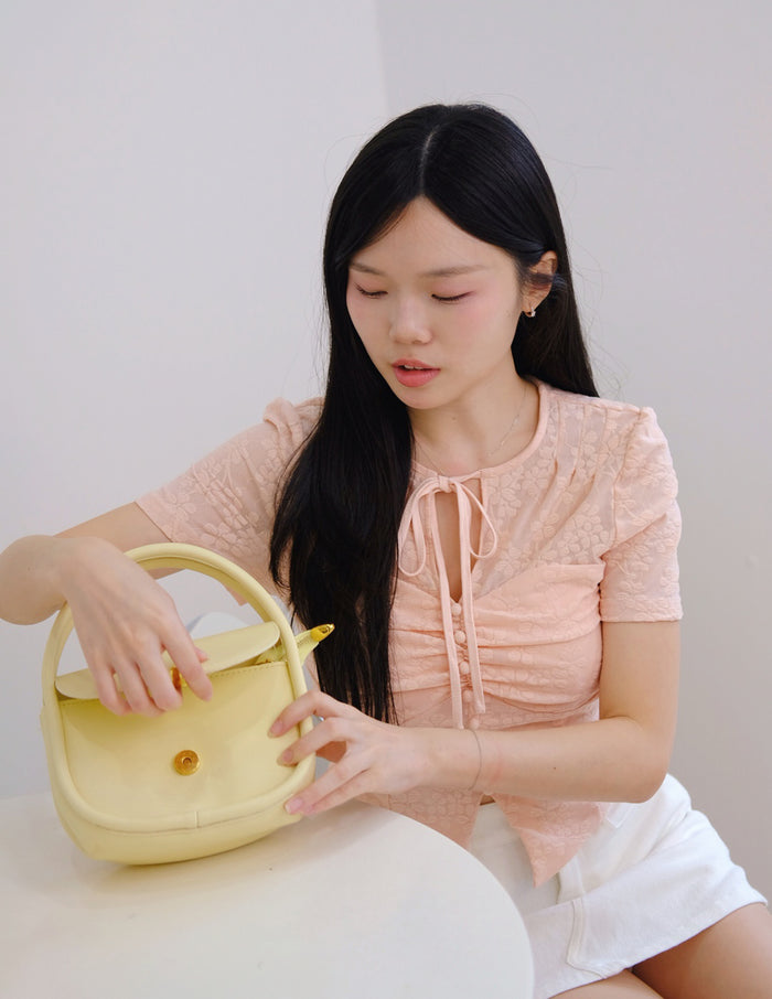 Florence Textured Floral Top in Blush