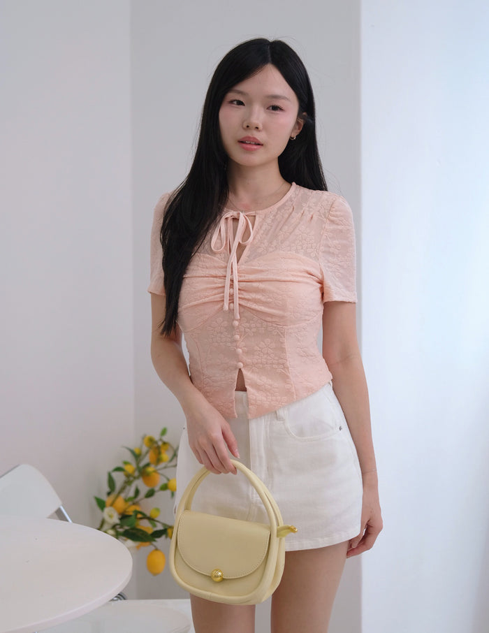 Florence Textured Floral Top in Blush