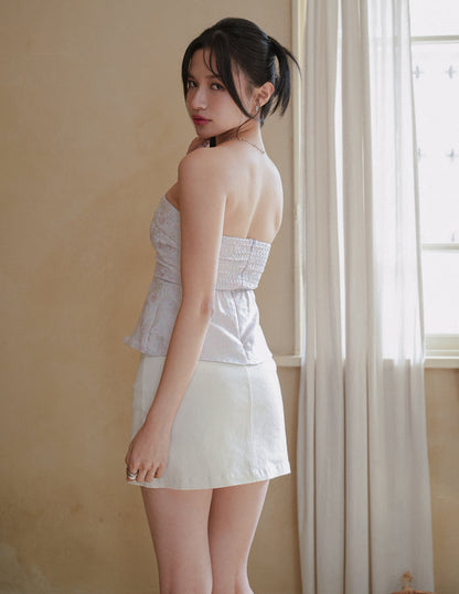 Hana Jacquard Peplum Top in Lilac