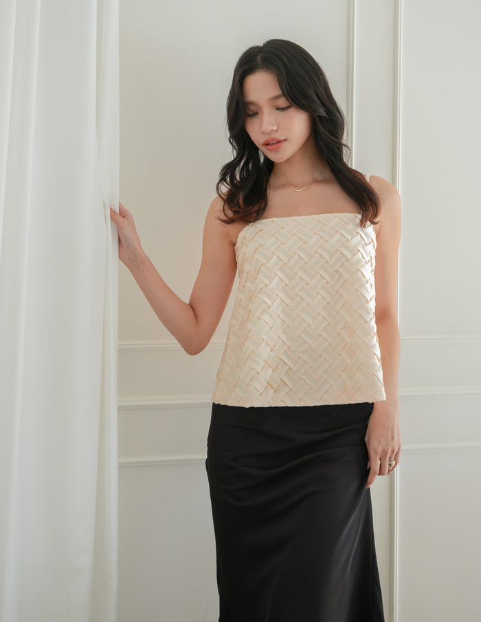 Helena Weave Top in Cream