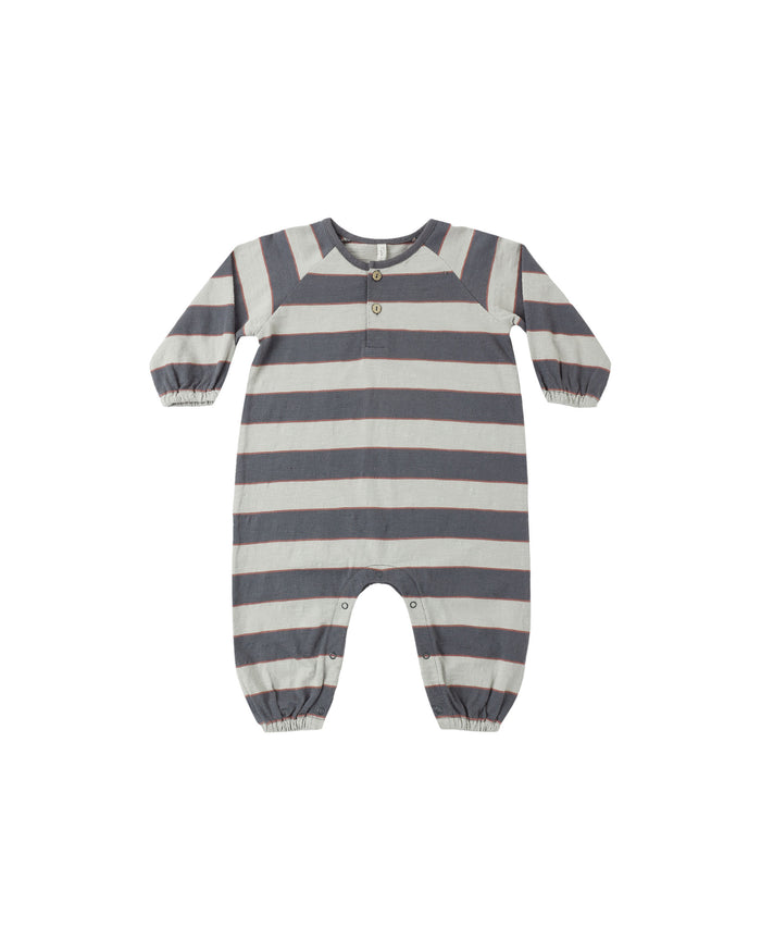 henley jumpsuit in sage stripe
