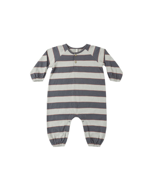 henley jumpsuit in sage stripe
