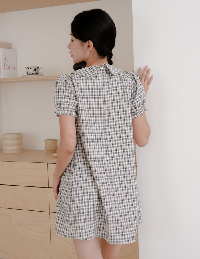 Izzy Plaid Babydoll Dress in Black