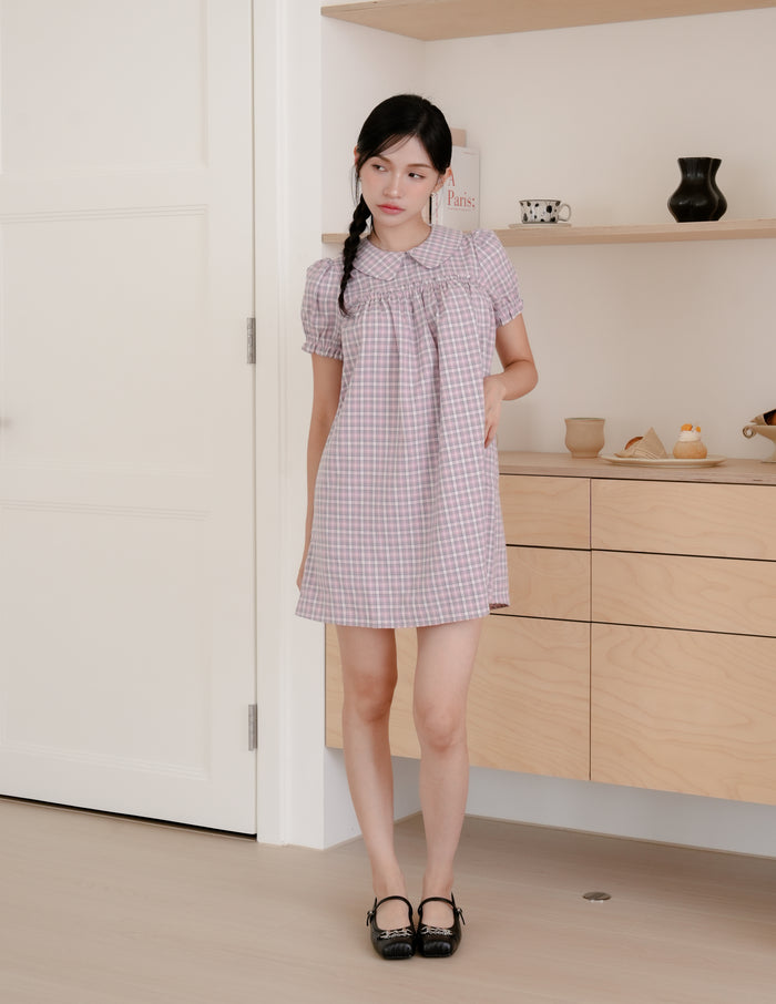 Izzy Plaid Babydoll Dress in Pink