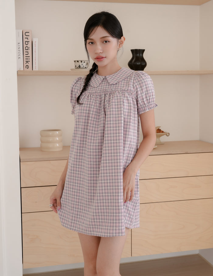 Izzy Plaid Babydoll Dress in Pink