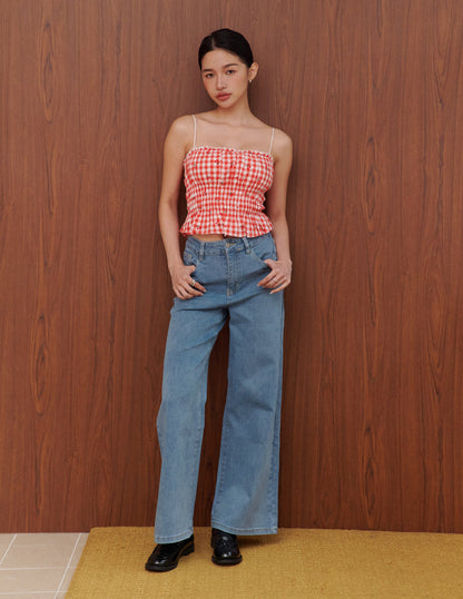 Jaela Padded Top in Cherry Gingham