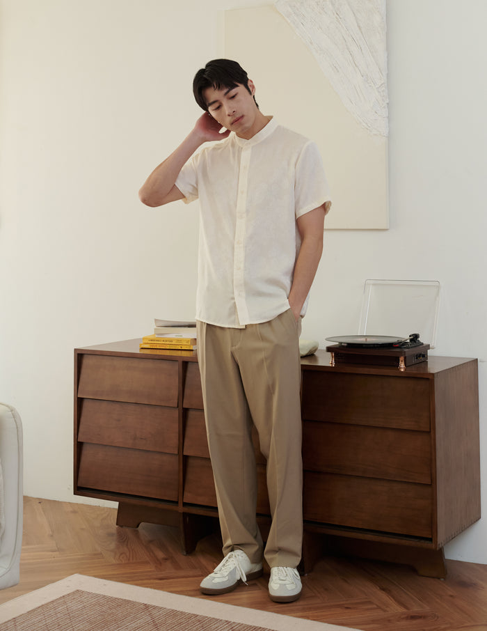 Jasper Jacquard Men's Shirt in Ivory