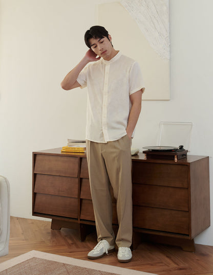 Jasper Jacquard Men's Shirt in Ivory