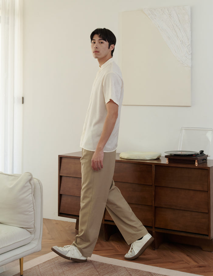 Jasper Jacquard Men's Shirt in Ivory