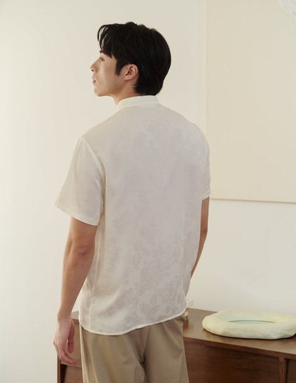 Jasper Jacquard Men's Shirt in Ivory