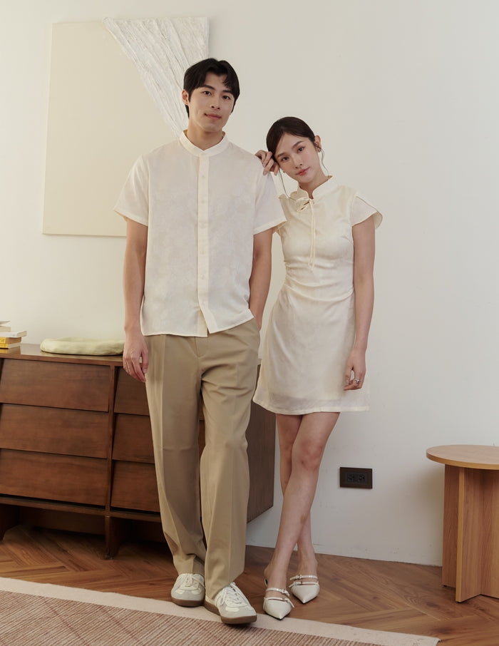 Jasper Jacquard Men's Shirt in Ivory