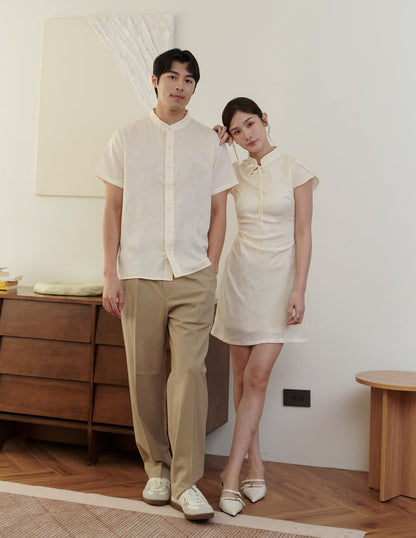 Jasper Jacquard Men's Shirt in Ivory
