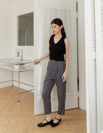Jesse Linen Tapered Pants in Grey