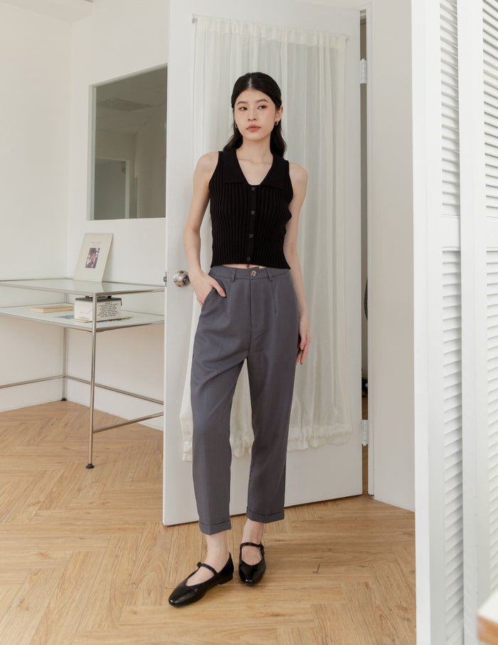 Jesse Linen Tapered Pants in Grey