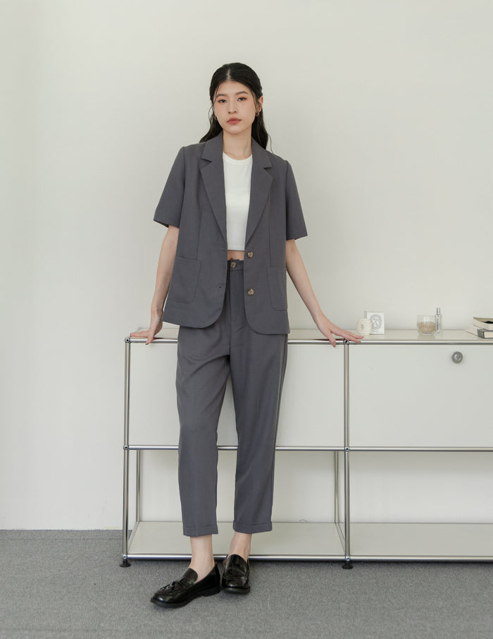 Jesse Linen Tapered Pants in Grey