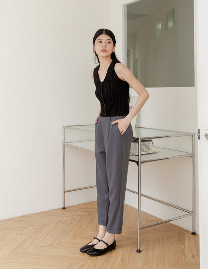 Jesse Linen Tapered Pants in Grey