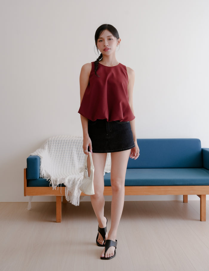Joyce Bubble Top in Burgundy