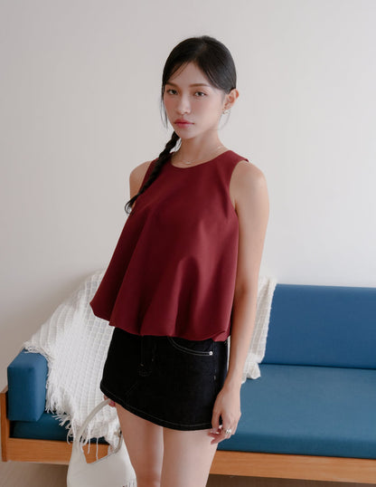 Joyce Bubble Top in Burgundy