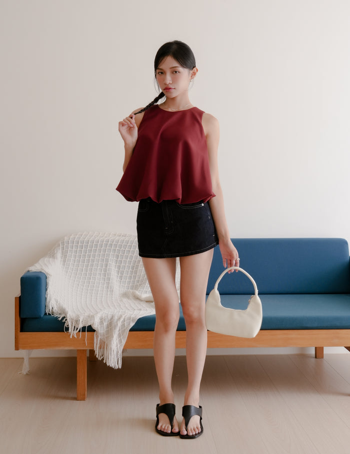 Joyce Bubble Top in Burgundy