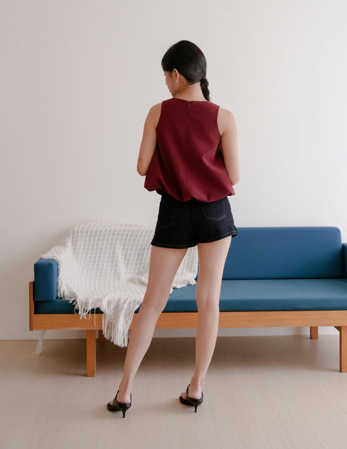 Joyce Bubble Top in Burgundy
