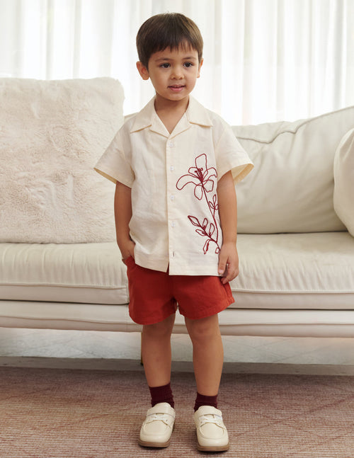 Ken Embroidered Floral Boy's Shirt