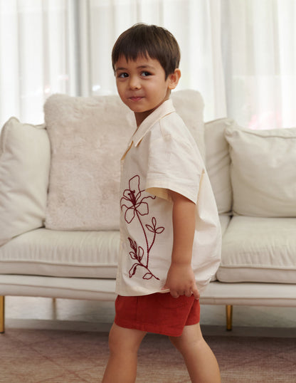 Ken Embroidered Floral Boy's Shirt